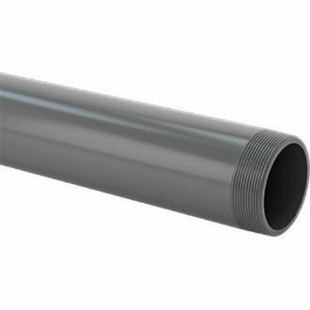 BSC PREFERRED Thick-Wall Dark Gray PVC Pipe for Water for Water Threaded on Both Ends 4 NPT 2 Feet Long 4687T22